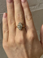 Vintage 2 Carat Old Mine Cut Cluster Navette Style Ring Rose Gold