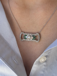 Vintage Diamond & Chrysoprase Conversion Necklace