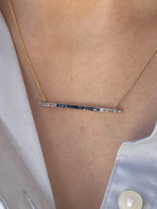 Vintage Art Deco Diamond & Sapphire Bar Necklace