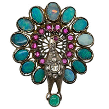 Georgian Era Peacock Brooch Opal Ruby Emerald Diamond & Sapphire