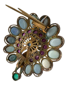 Georgian Era Peacock Brooch Opal Ruby Emerald Diamond & Sapphire