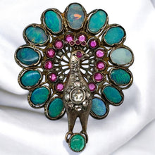 Georgian Era Peacock Brooch Opal Ruby Emerald Diamond & Sapphire