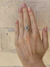 Vintage Dainty Platinum Sapphire & Diamond Filigree Ring