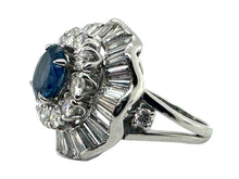 Platinum GIA Burma Sapphire Ballerina Style Diamond Ring