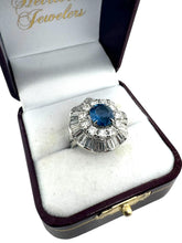 Platinum GIA Burma Sapphire Ballerina Style Diamond Ring