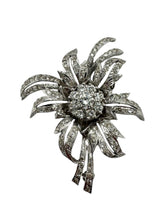 Retro Era Palm Tree Diamond Brooch 18K White Gold