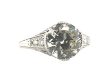 Platinum Art Deco 2.53 Carat Old European Cut Engagement Ring GIA