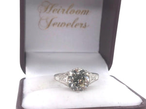 Platinum Art Deco 2.53 Carat Old European Cut Engagement Ring GIA