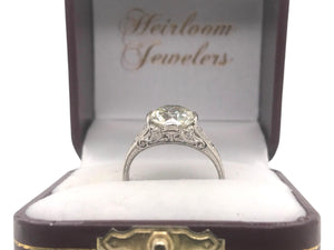 Platinum Art Deco 2.53 Carat Old European Cut Engagement Ring GIA