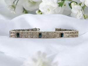 Belais Art Deco Sapphire Filigree Bracelet