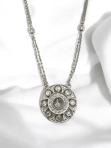 White Gold Diamond Halo Necklace