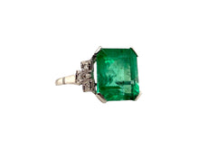 GIA Platinum Art Deco 5.47 Carat Colombian Emerald Ring