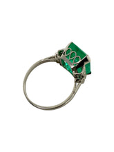 GIA Platinum Art Deco 5.47 Carat Colombian Emerald Ring