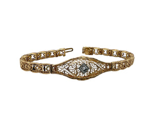 Rare Art Deco Era Yellow Gold Filigree Bracelet