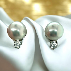 Platinum Pearl & Diamond Drop Earrings