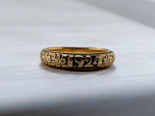 Vintage Orange Blossom 14K Wedding Band 1924