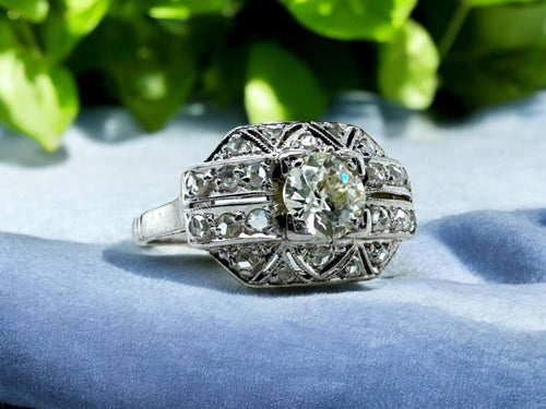 Vintage Art Deco Platinum Old European & Rose Cut Diamond Ring