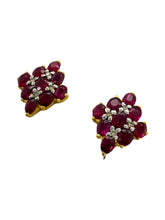 Vintage Yellow Gold Ruby & Diamond Earrings