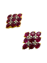 Vintage Yellow Gold Ruby & Diamond Earrings