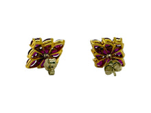 Vintage Yellow Gold Ruby & Diamond Earrings