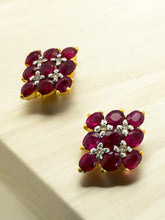 Vintage Yellow Gold Ruby & Diamond Earrings