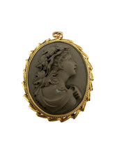 Large Vintage Lava Cameo Pendant 14K Yellow Gold