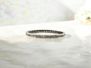 Dainty Vintage Platinum Diamond Eternity Band Size 8