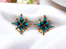 Vintaged Turquoise Star Rose Gold Earrings