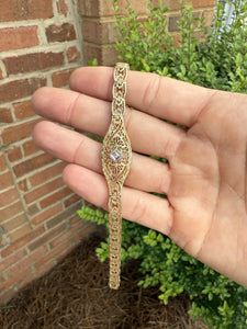 Rare Art Deco Era Yellow Gold Filigree Bracelet