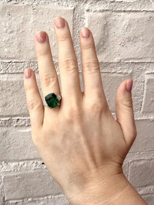 Contemporary 5 Carat Emerald & Diamond Cocktail Ring 18K Gold