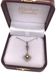 Art Deco Era Diamond Pendant 14K White & Yellow Gold