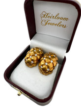 18K Yellow Gold Retro Era Pineapple Diamond Earrings