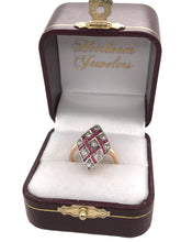 Art Deco Old Mine Cut & Ruby Cocktail Ring 18K Gold