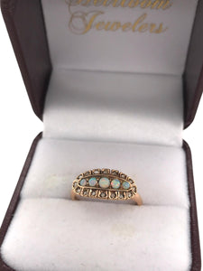 Victorian Rose Gold Opal & Rose Cut Diamond Diamond Ring