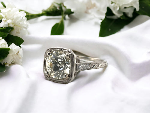 Edwardian Era 2.09 Carat Old European Cut Diamond Engagement Ring