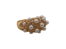 18K Yellow Gold Diamond & Pearl Ring