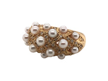 18K Yellow Gold Diamond & Pearl Ring