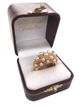 18K Yellow Gold Diamond & Pearl Ring