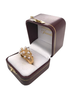 18K Yellow Gold Diamond & Pearl Ring