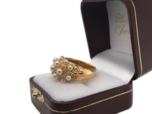 18K Yellow Gold Diamond & Pearl Ring