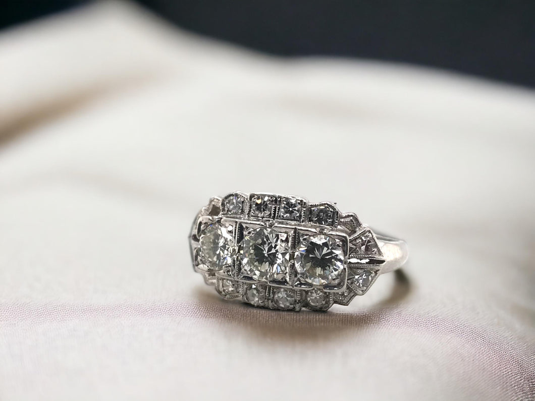 Retro Era Platinum Diamond Cocktail Ring