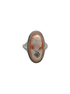 Art Deco 10K White Gold Cameo Ring