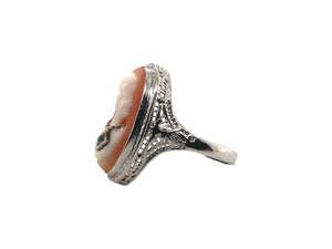 Art Deco 10K White Gold Cameo Ring