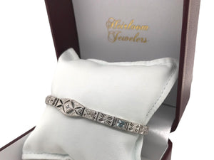 Art Deco Aquamarine & Diamond Filigree Braclet