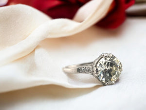 Art Deco 2.58 Carat Old European Cut Platinum Engagement Ring