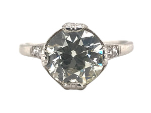 Art Deco 2.58 Carat Old European Cut Platinum Engagement Ring