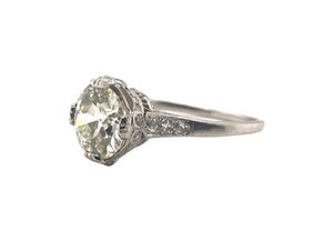 Art Deco 2.58 Carat Old European Cut Platinum Engagement Ring