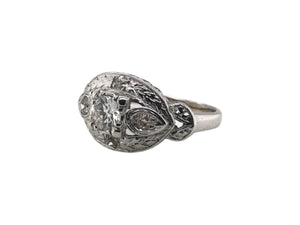 Retro 14K White Gold Diamond Cocktail Ring 0.35 Carat