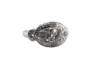 Retro 14K White Gold Diamond Cocktail Ring 0.35 Carat