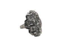 Art Deco Diamond Filigree Cocktail Ring 18K White Gold